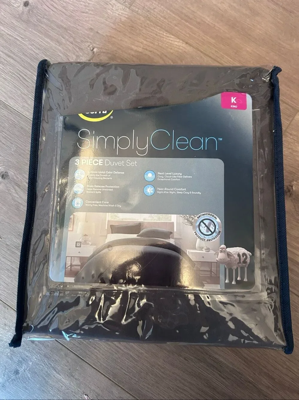 Serta simple clean 3 peace duvet set one king duvet 2 king shams new gray color